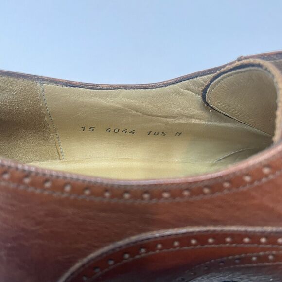 JOHNSTON & MURPHY Shoes Mens 10.5 M Cellini Brown Leather Wingtip Dress Shoe - Picture 11 of 12